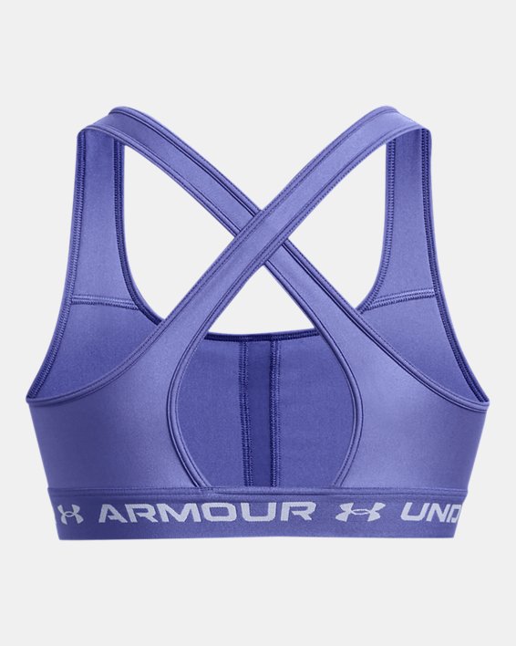 女士Armour® Mid Crossback Sports運動內衣 in Purple image number 10